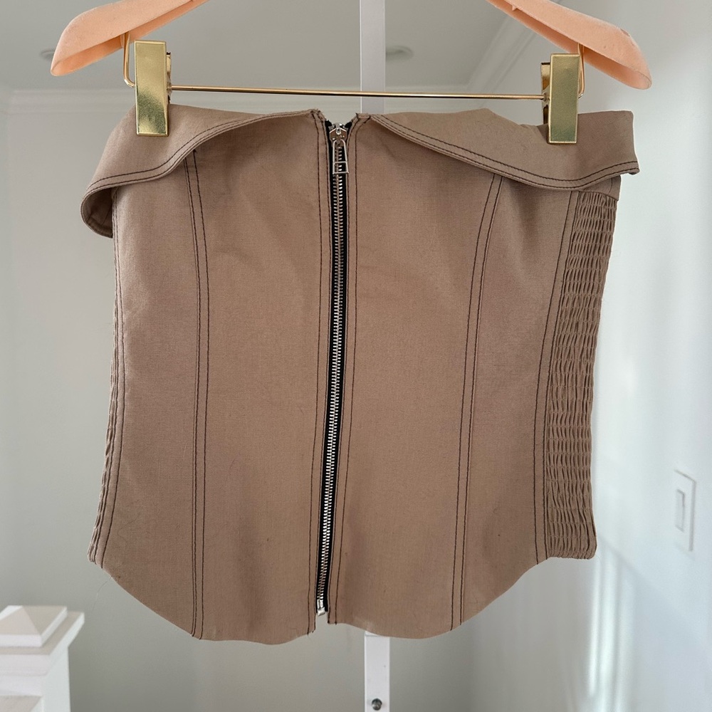 RARE Zara TOPSTITCHED ZIPPER BUSTIER Size Medium New without Tags - Picture 9 of 12